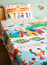 Jogo de Cama Infantil Trio - Ir à Escola